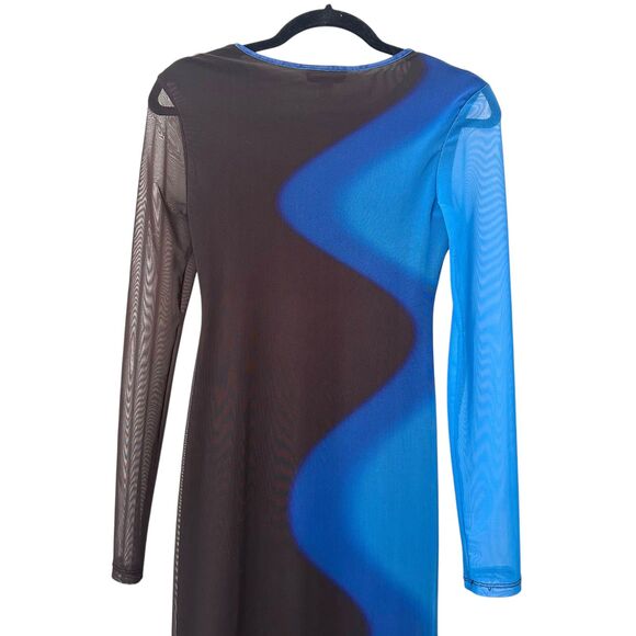 TOPSHOP Mesh Abstract Bodycon Midi Dress‎ Sz 0-2 - Picture 4 of 7